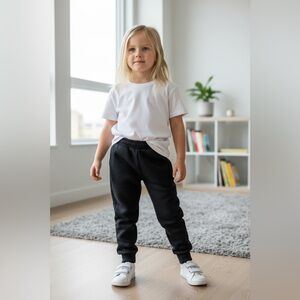 Kids Black Jogger Pants Size 5T / 5Y Elastic Waist Casual Sweatpants